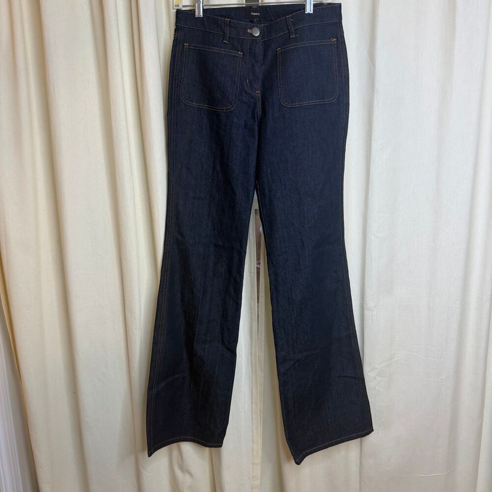 Theory patch pocket flared jeans dark indigo size 2
